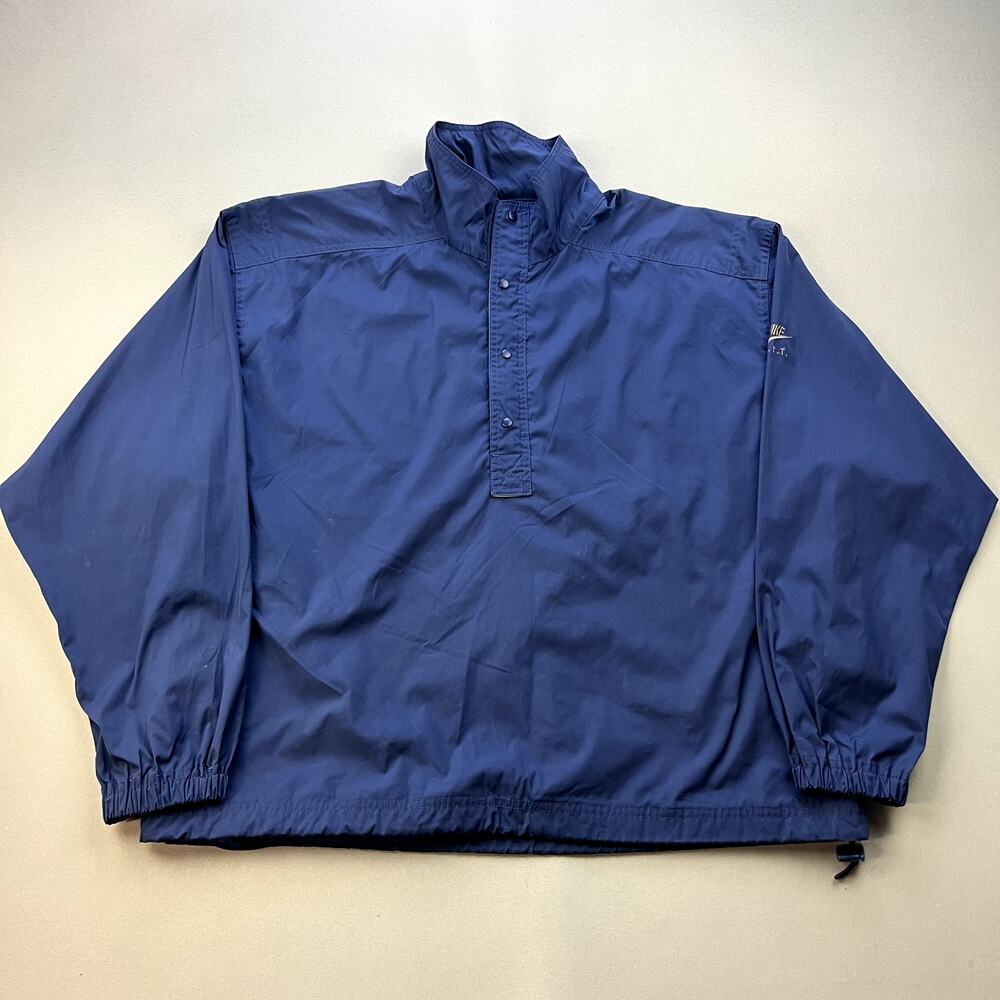 Vintage Nike Golf Jacket Mens Large Navy Blue Snap Button Swoosh Logo Sportswear